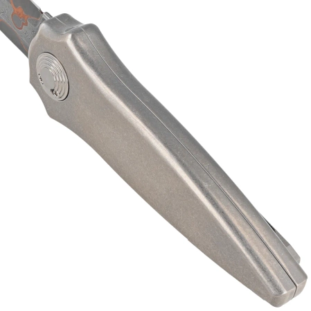 Paragon Warlock Smooth Gray Titanium, Damascus Baker Forge Raindrop Gomai Copper Shim 80CRV (TY-WAR-SM-S-BFD)