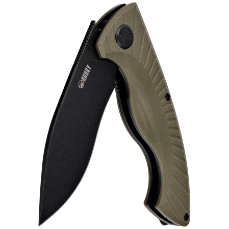 Kubey Timberwolf Knife Green G10, Blackwashed 14C28N (KU208J)