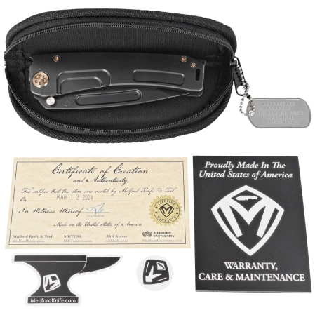 Medford Marauder-H D/P Knife, Black DLC Titanium, Bronze HW/Clip, DLC S45VN by Greg Medford (MK0454PD-30PV-T1C1-BP)