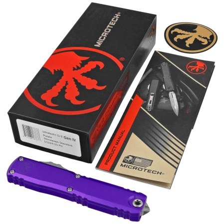 Nóż automatyczny OTF Microtech Ultratech Gen IV D/E Purple Aluminium, Stonewashed M390MK by Tony Marfione (11224-10PU)