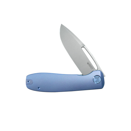 Kubey Supercell Knife Blue Titanium, Stonewashed 14C28N by K.C. Spiron (KU353B)