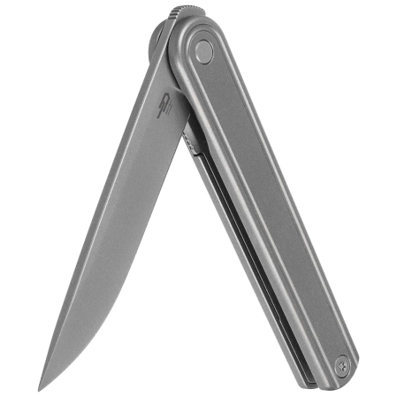 Bestech Ink Knife Silver Titanium, Sandblasted / Stonewashed MagnaCut by Denis Simonutti (BT2502A)