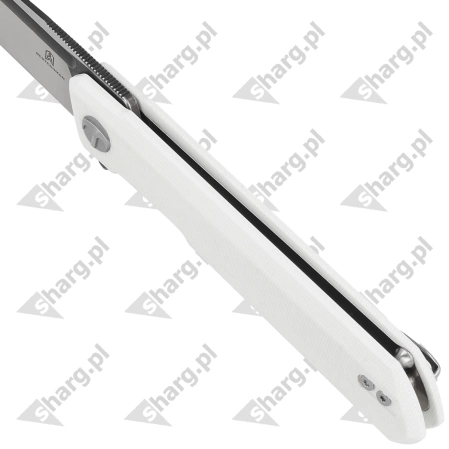 Bestechman Knife Dundee White G10, Grey Titanized / Satin D2 by Ostap Hel (BMK01G)