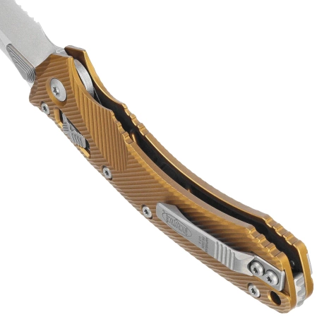 Microtech Amphibian Ram-Lok Knife Fluted Tan Aluminium, Stonewashed P/S M390MK by Tony Marfione (137RL-11FLTA)