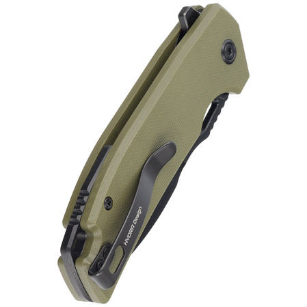 Kubey Knife RDF Green G10, Blackwash AUS-10 by HYDRA Design (KU316B)