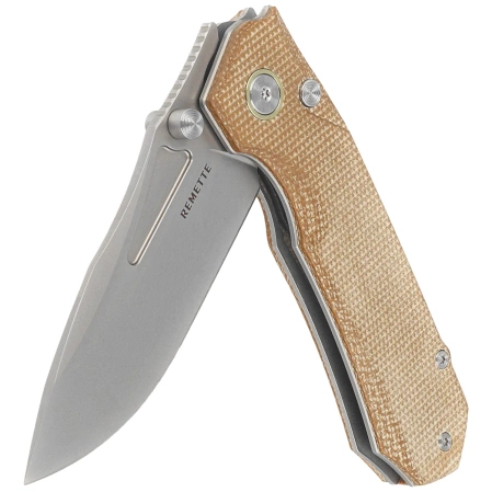 Nóż składany Remette Rhino MC319BR Brown Micarta, Stonewashed 14C28N