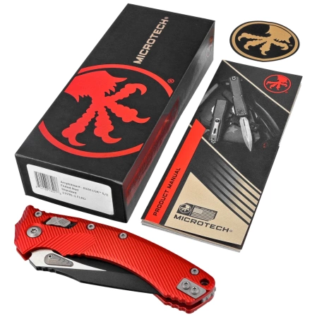 Nóż składany Microtech Amphibian Ram-Lok S/E Fluted Red Aluminium, Black M390MK by Tony Marfione (137RL-1FLRD)