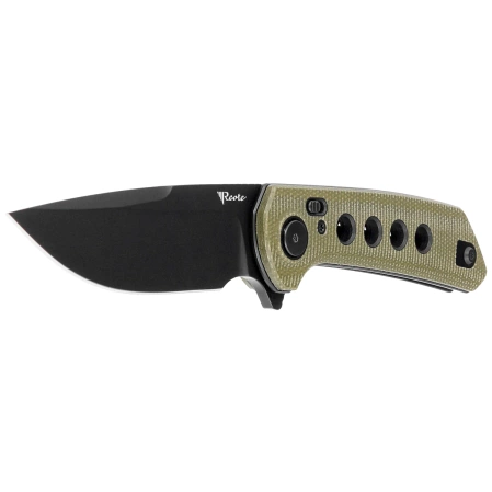 Nóż składany Reate PL-XF-4 Green Micarta/Black G10 Inlay, Black PVD Nitro-V