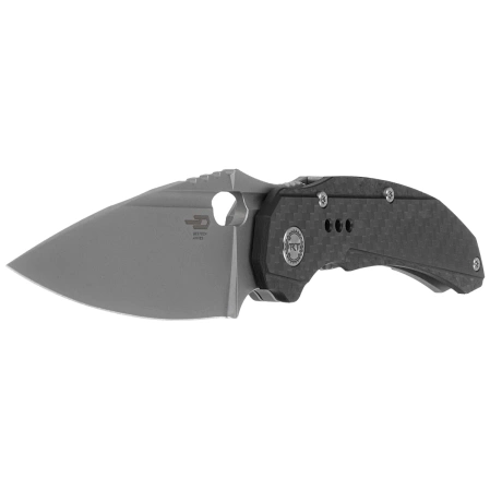 Bestech Exploit Grey Titanium/Carbon Fiber Knife, Stonewashed CPM S35VN by Todd Knife and Tool (BT2005F)