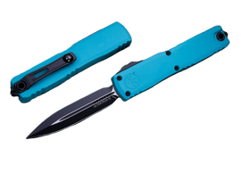 Nóż automatyczny OTF Microtech Ultratech Gen IV D/E Cyan Aluminium, Black M390MK by Tony Marfione (11224-1CN)