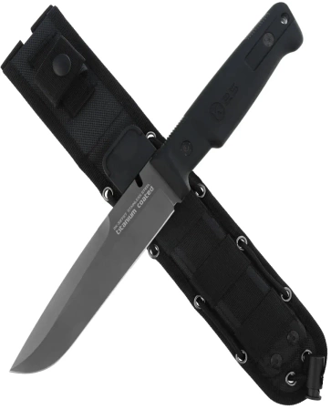 K25 RK-32757 Knife Black Rubber, Black Titanium 4Cr13Mov
