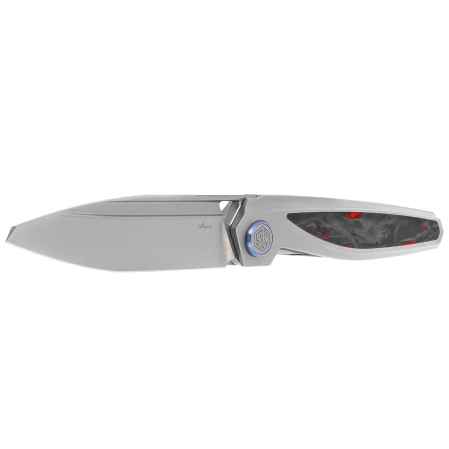 Nóż składany Rike Knife Baidi T Titanium/Red Carbon Fiber, Bead Blasted M390 (RK-Baidi-T-P/RCF)