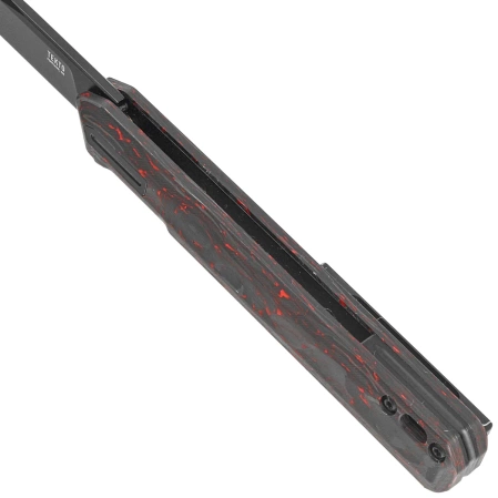 Nóż składany Tekto F2 Bravo Black/Red Forged Ember Carbon, Black HW/Clip, Black D2