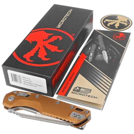 Nóż składany Microtech MSI S/E Tan Fluted Aluminium, Apocalyptic M390MK by Tony Marfione (210-10APFLTA)