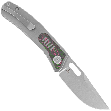 Nóż składany Kubey KB Knives Common Thread Gray Titanium/Watermelon Sugar Camocarbon, Stonewashed M390 by Justin Lundquist (KB377B)