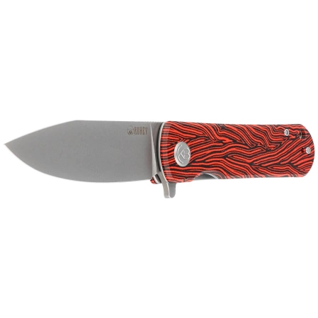 Kubey Knife NEO Red / Black Damascus G10, Beadblasted AUS-10 by Keanu Alfaro (KU371E)