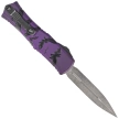 Microtech Hera II Mini D/E Signature Halloween Purple Bats Aluminum, Satin M390MK OTF Knife by Tony and Sean Marfione (1702M-1HWBAS)
