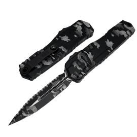Microtech Cypher II D/E OTF Knife Pixel Camo Aluminum, Pixel Camo P/S M390MK by Deryk Munroe and Tony Marfione (1242-3PXC)