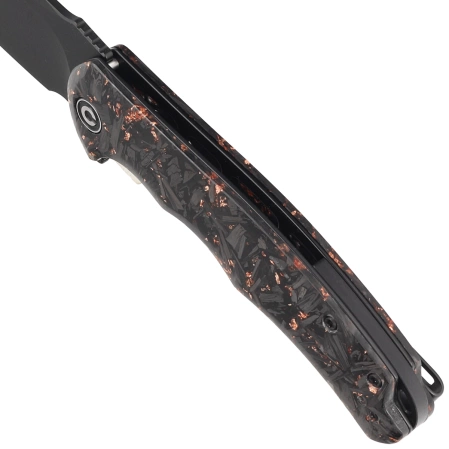 Civivi Praxis Shredded Carbon Fiber / Copper Shred, Black Stonewashed 9Cr18MoV knife (C803I)