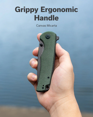 Nóż składany Sencut Praktisk Green Canvas Micarta, Black 9Cr18MoV (S24019-3)