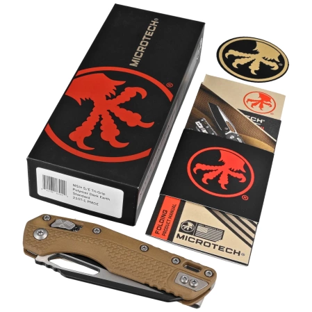 Microtech MSI S/E Ram-Lok Dark Earth Tri-Grip Polymer, Black/Bead Blasted M390MK by Tony Marfione (210T-1PMDE)