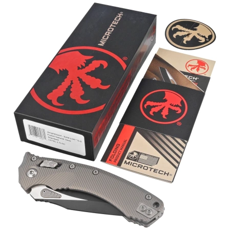 Microtech Amphibian Ram-Lok S/E Knife Natural Clear Fluted Aluminum, Black M390MK by Tony Marfione (137RL-1FLNC)