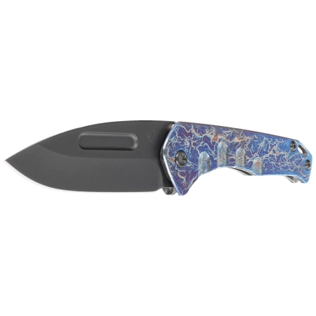 Nóż składany Medford Praetorian Slim D/P Flamed Titanium, DLC HW, Blue Clip, Black DLC S45VN by Greg Medford (MK2084TD-03TM-TPCP-Q4)