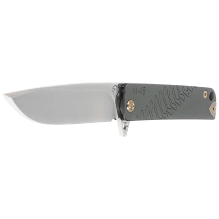 Nóż składany Medford M-48 Green Aluminium, Bronze HW/Clip, Tumbled S35VN by Greg Medford (MK2124TQ-40TM-T1C1-Q4)