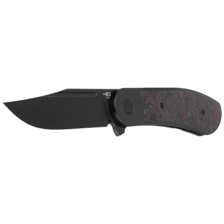 Nóż składany Bestech Vestige Black Titanium/Red Marbled Carbon Fiber, Black Stonewashed MagnaCut by Justin Lundquist (BT2411C)
