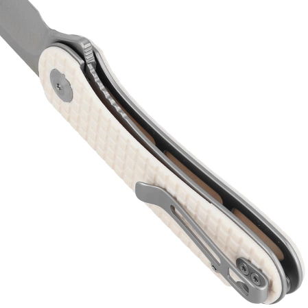 CIVIVI Knife Elementum Flipper Patterned Ivory G10, Satin D2 (C907A-3)