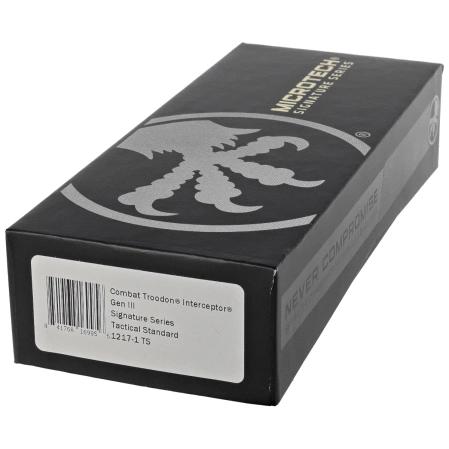 Microtech Combat Troodon Gen III Interceptor Signature Black Aluminum, Tactical M390MK by Tony Marfione (1217-1TS)