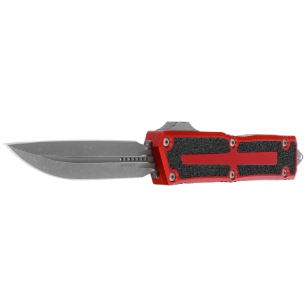 Microtech Scarab II Gen III D/E-S OTF Knife Red Aluminum, Apocalyptic M390MK by Tony Marfione (1180-10APRD)