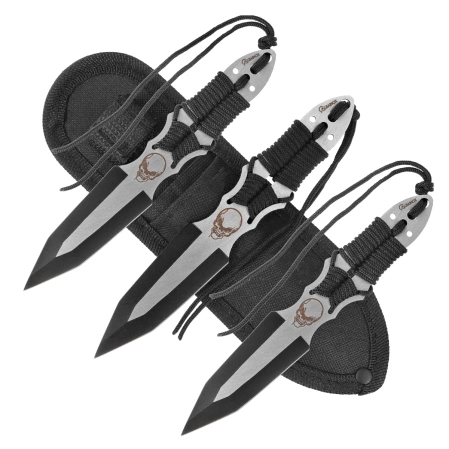Noże do rzucania Martinez Albainox Skull Set 3 szt Black Paracord, Black 3Cr13Mov (32344)