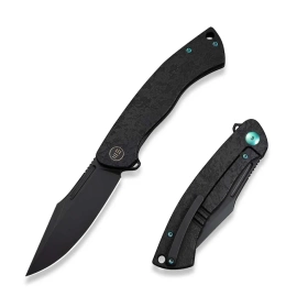 WeKnife Essential Knight Etched Black Titanium, Black Stonewashed M390 by Jason Knight (WE24003-2)