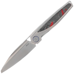 Nóż składany Rike Knife Baidi S Titanium/Red Carbon Fiber, Bead Blasted M390 (RK-Baidi-S-P/RCF)