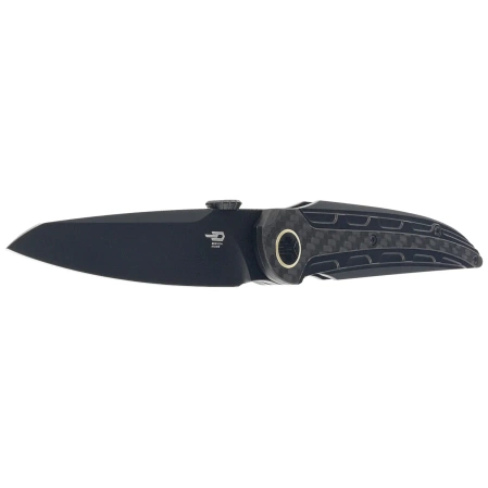 Nóż składany Bestech Prydwen Black Titanium/Regular Carbon Fiber, Black PVD MagnaCut by Kombou (BT2409D)