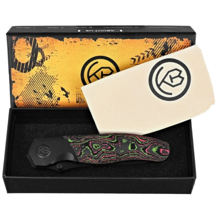 Nóż składany Kubey KB Knives Velvet Snake Black DLC Titanium/Watermelon Sugar CamoCarbon, Black DLC M390 by Bastard Knives (KB266C)