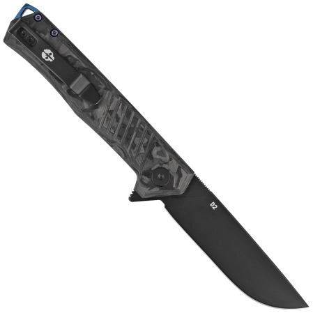 Nóż składany Tekto F1 Alpha Black Forged Carbon Fiber, Blue HW, Black D2