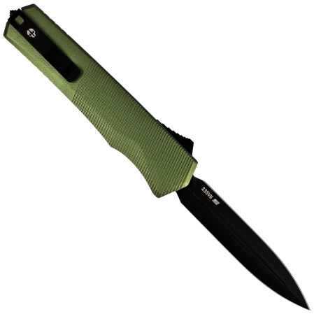 Tekto A5 Spry D/E OD Green Aluminum OTF Knife, Black CPM S35VN