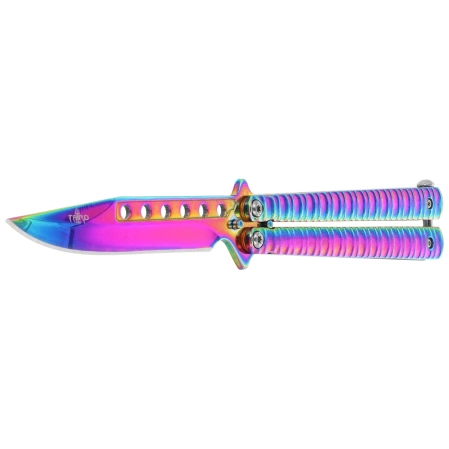 Nóż motylkowy Third Decor Habitat Balisong Rainbow Stainless Steel, Rainbow 420 (16071W)