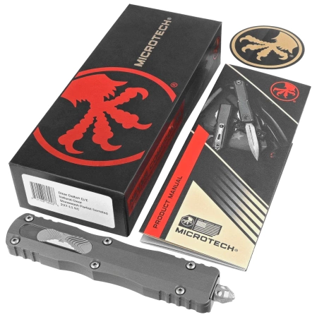 Nóż automatyczny OTF Microtech Dirac Delta D/E Natural Clear Aluminium, Stonewashed P/S M390 by Tony Marfione (227-11NC)