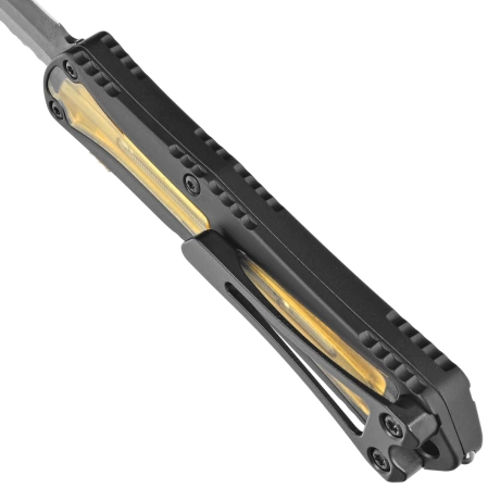 Nóż automatyczny OTF Heretic Manticore S DE Black Aluminum / Ultem, Black DLC Full Serrated MagnaCut by Tony Marfione Jr.