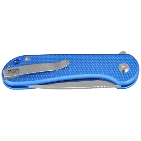 Button Lock Elementum II Knife Blue Aluminum, Satin Nitro-V (C18062PD-2)