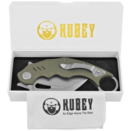 Nóż składany Kubey Wrath Green G10, Beadblasted 14C26N by MUZI Design (KU261B)
