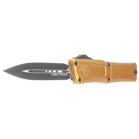 Microtech Combat Troodon Gen III D/E OTF Knife Tan Aluminum, Black M390MK by Tony Marfione (1142-1TA)