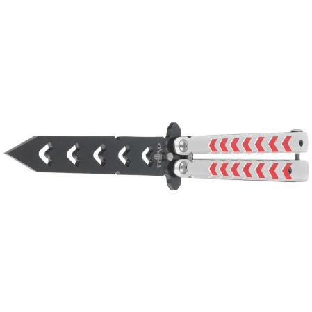 Third Decor Habitat Balisong Training Knife White/Red Aluminium, Black 420 (K2813-2)