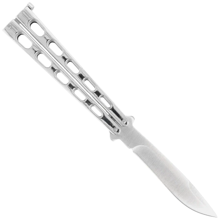 Third Decor Habitat Balisong Silver Stainless Steel, Satin 420 Butterfly Knife (K2919B)