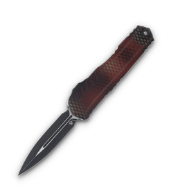 Nóż automatyczny OTF Microtech Cypher II D/E Signature Red X-51 Aluminium, Distressed Black M390MK (1242-1RDX51S)