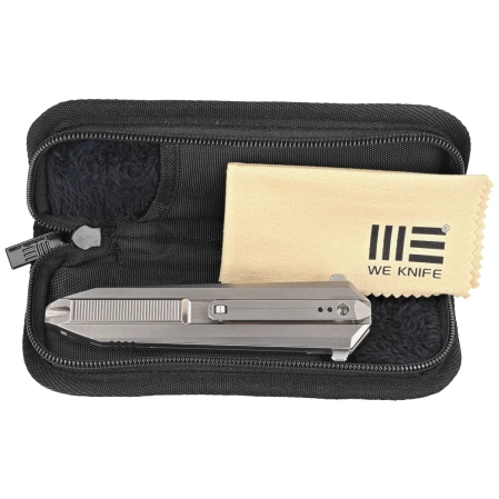 WE Knife Diatomic Polished Bead Blasted Titanium, Polished Bead Blasted CPM 20CV (WE22032-2)