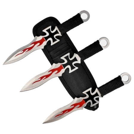 Noże do rzucania Martinez Albainox Cross Set 3 szt Black Cord, Stain 3Cr13Mov (31884)